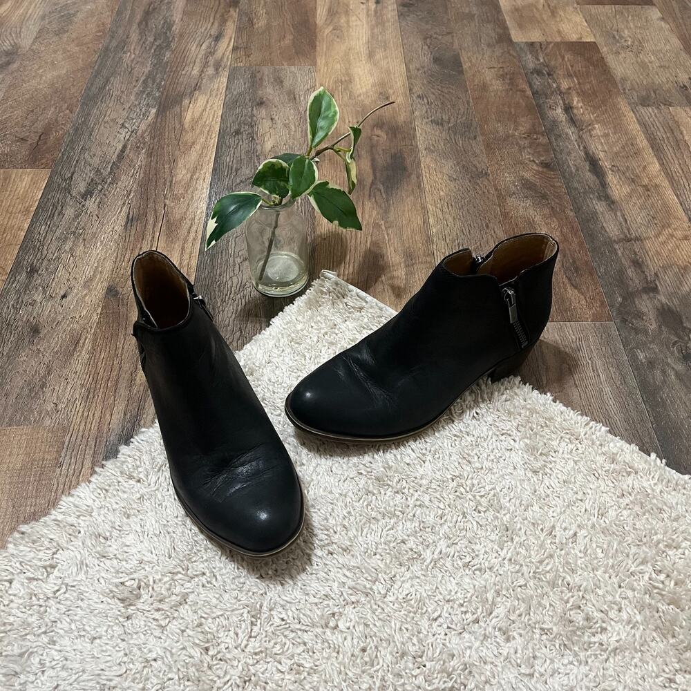 Lucky Brand Size 6 M Black Leather Almond Toe Ankle Burklee Booties Boots